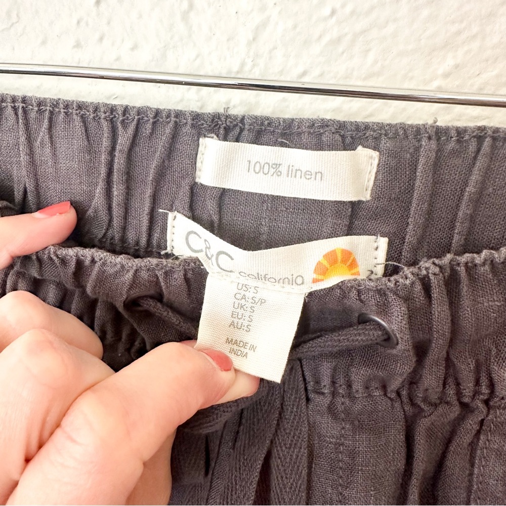 C&C California Womens Dark Grey Linen Joggers - Picture 5 of 6